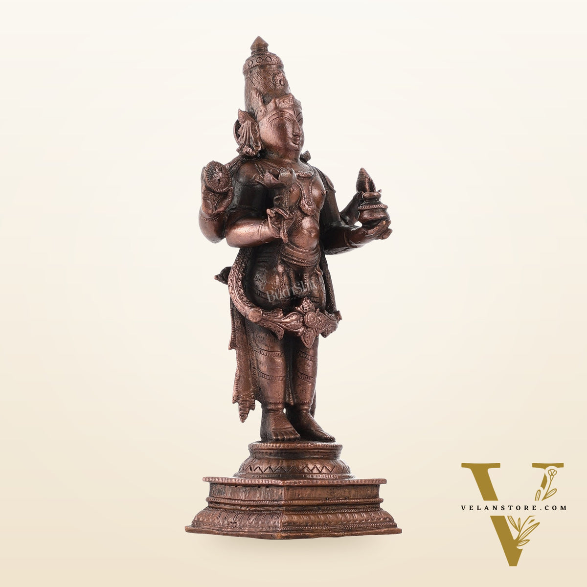 Pure Copper Dhanvantari Idol | Height 6.5 inches | BudhShiv Brass Handicrafts