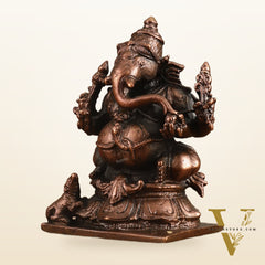 Pure Copper Ganapati Idol - 3 in Height