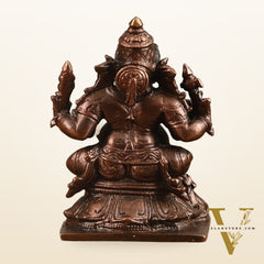 Pure Copper Ganapati Idol - 3 in Height