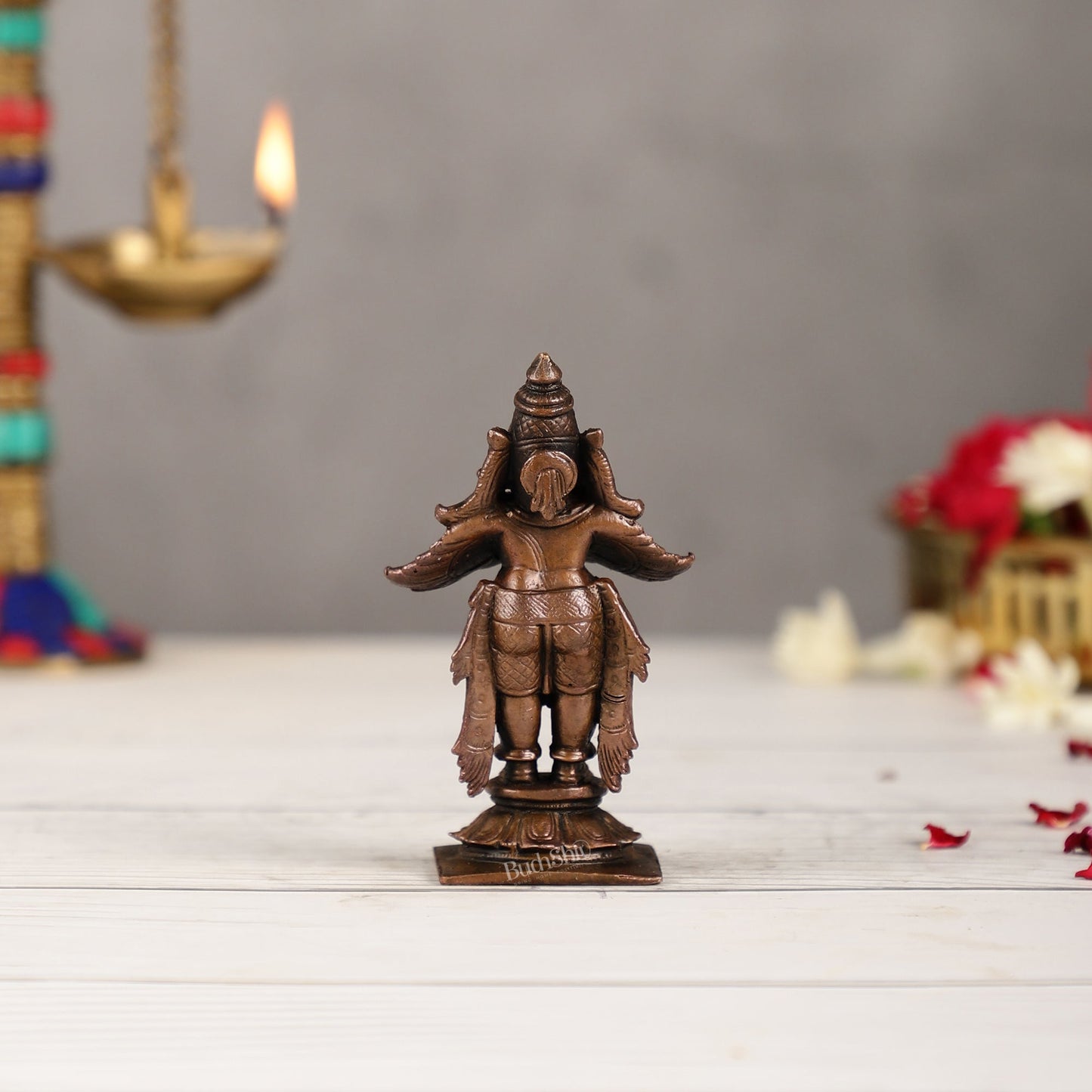 Pure Copper Garuda Namaste Idol | Height 3.5 inch |
