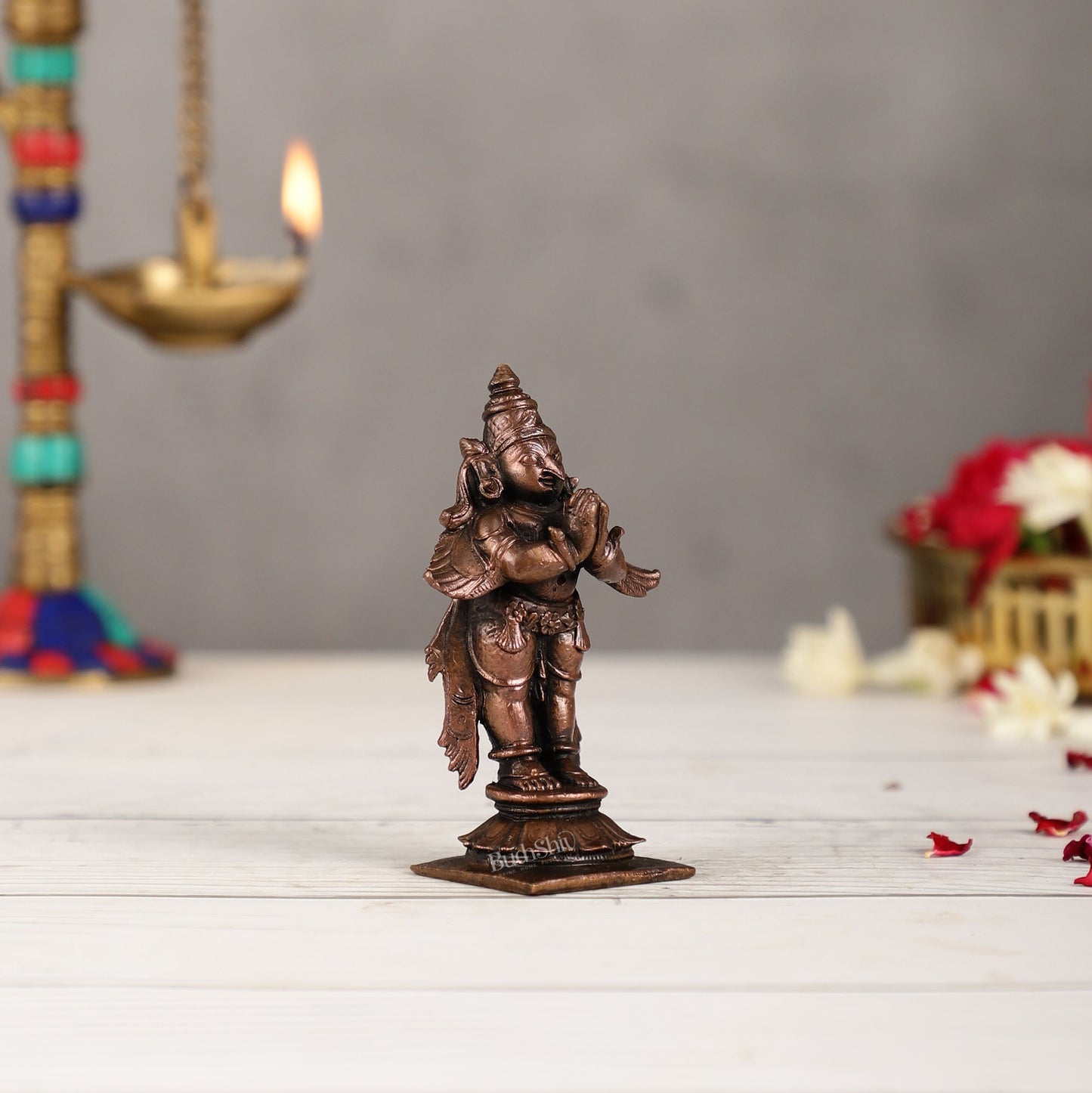 Pure Copper Garuda Namaste Idol | Height 3.5 inch |