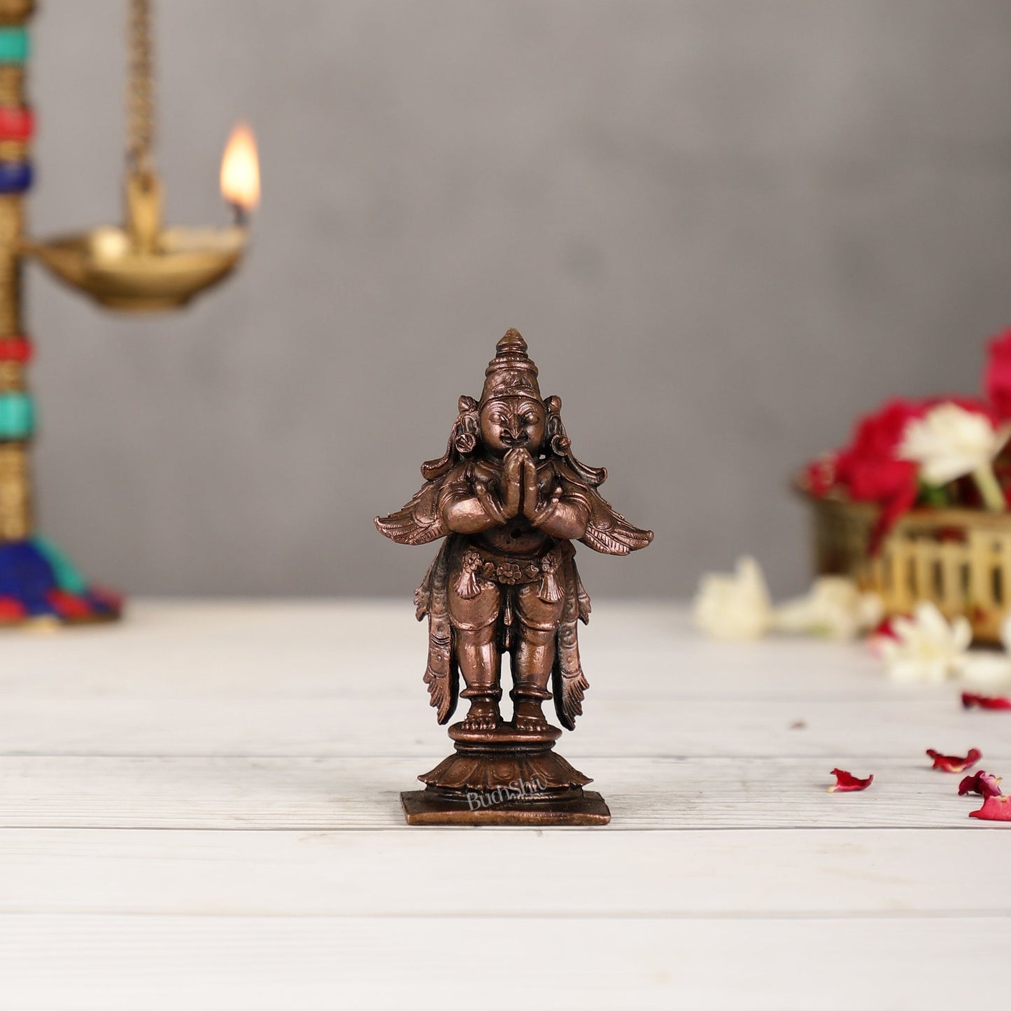 Pure Copper Garuda Namaste Idol | Height 3.5 inch |