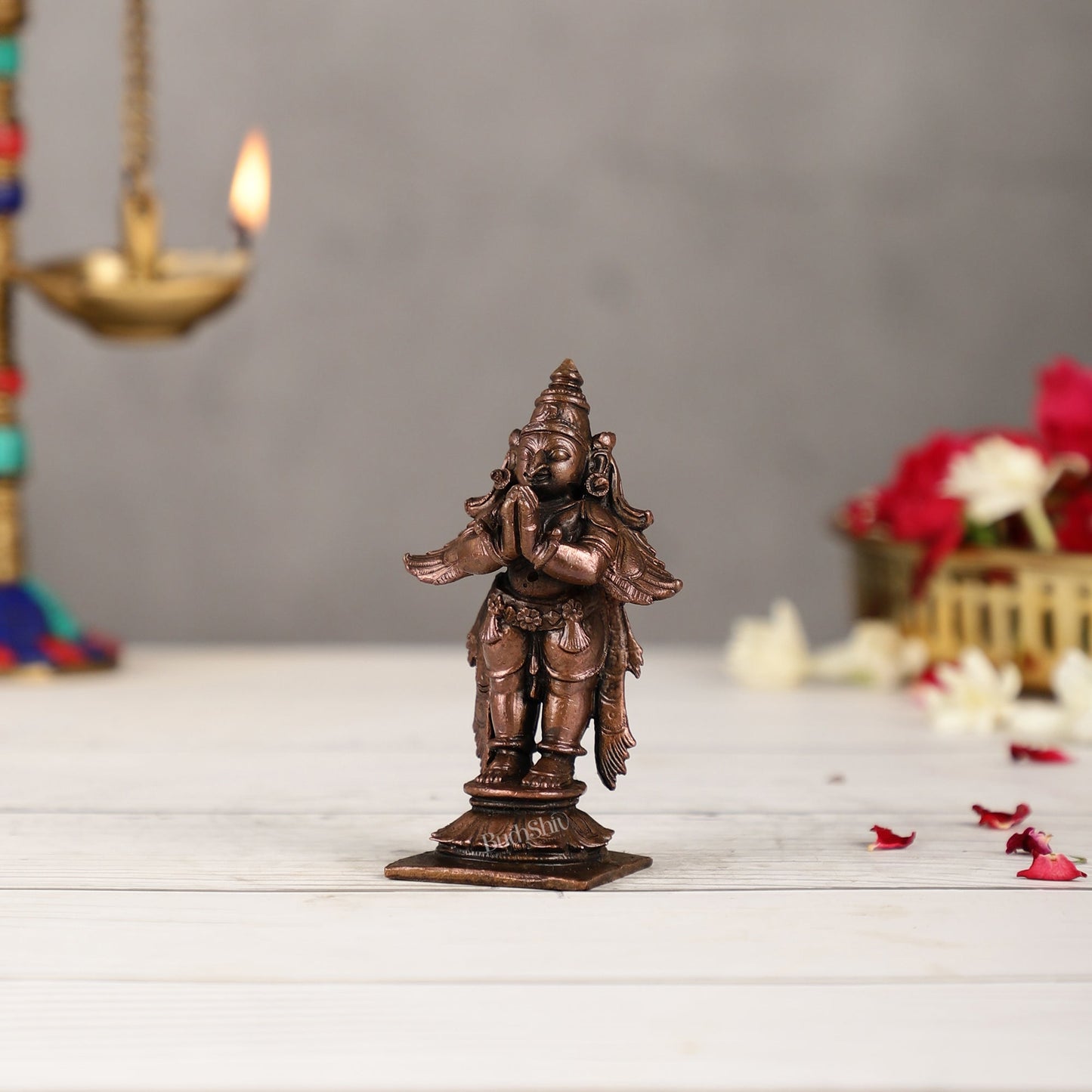 Pure Copper Garuda Namaste Idol | Height 3.5 inch |