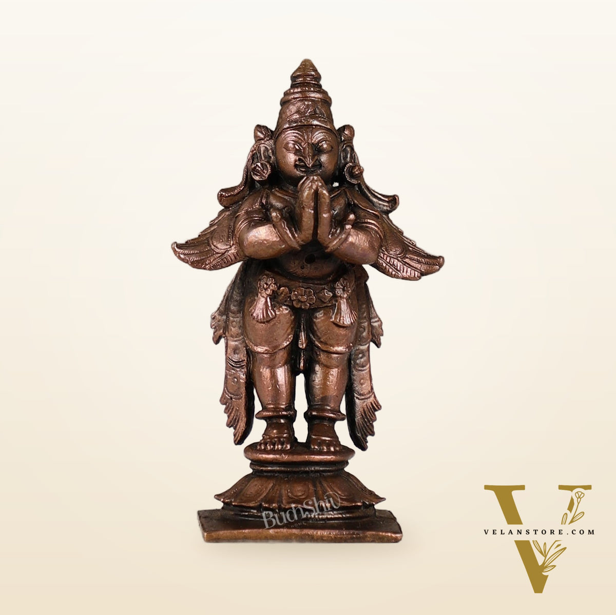 Pure Copper Garuda Namaste Idol | Height 3.5 inch |