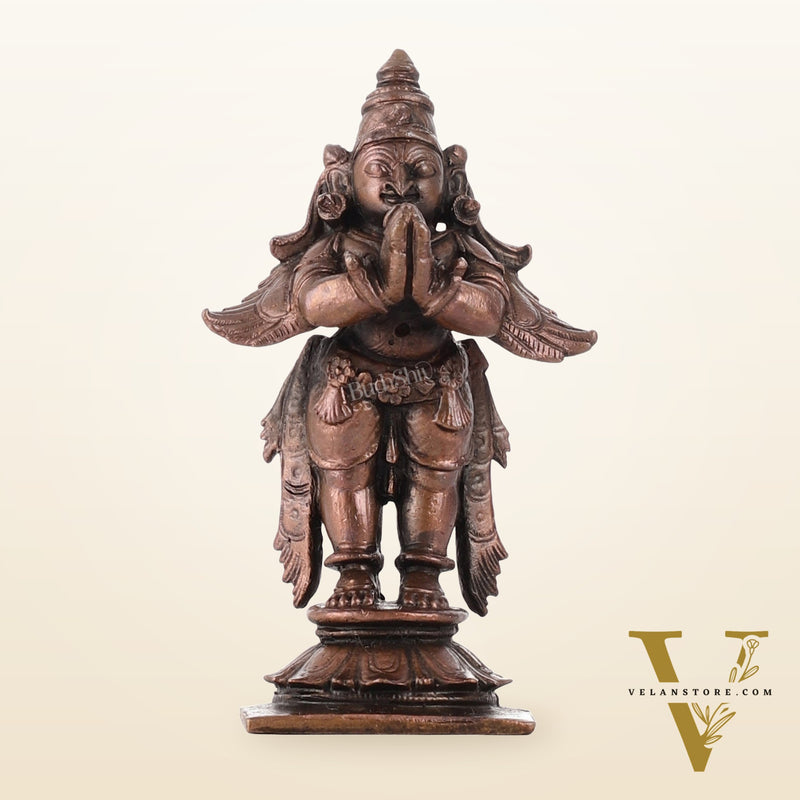 Pure Copper Garuda Namaste Idol | Height 3.5 inch |