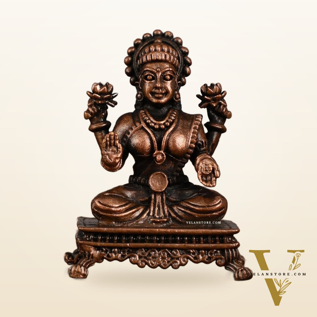 Pure Copper Goddess Lakshmi Idol | 2.6 Inch Height