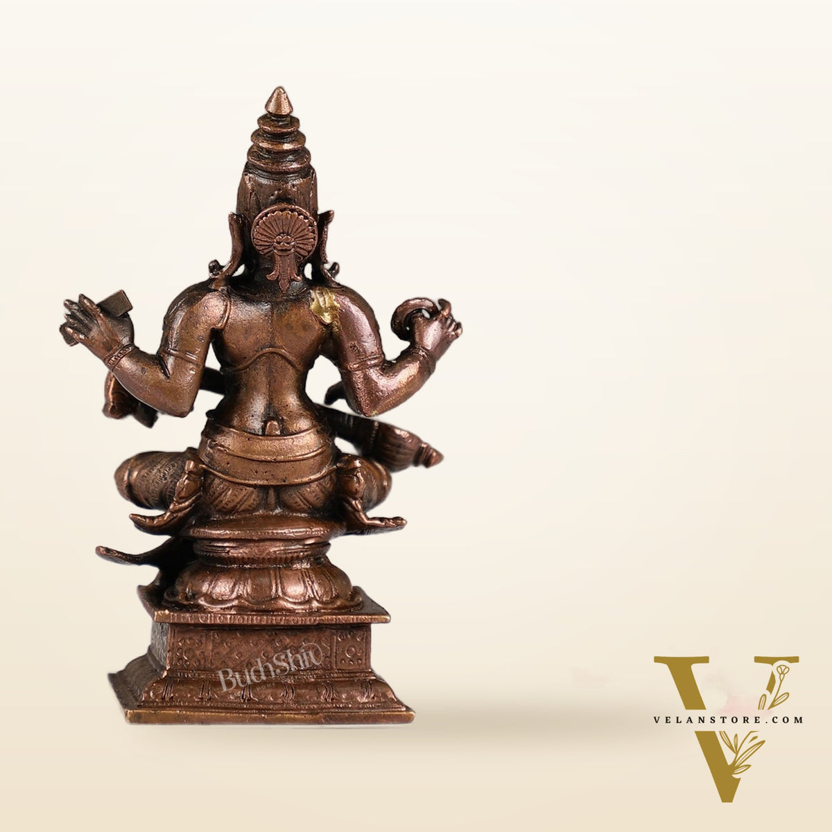 Pure Copper Goddess Saraswati Idol 4.5 inch | BudhShiv Brass Handicrafts