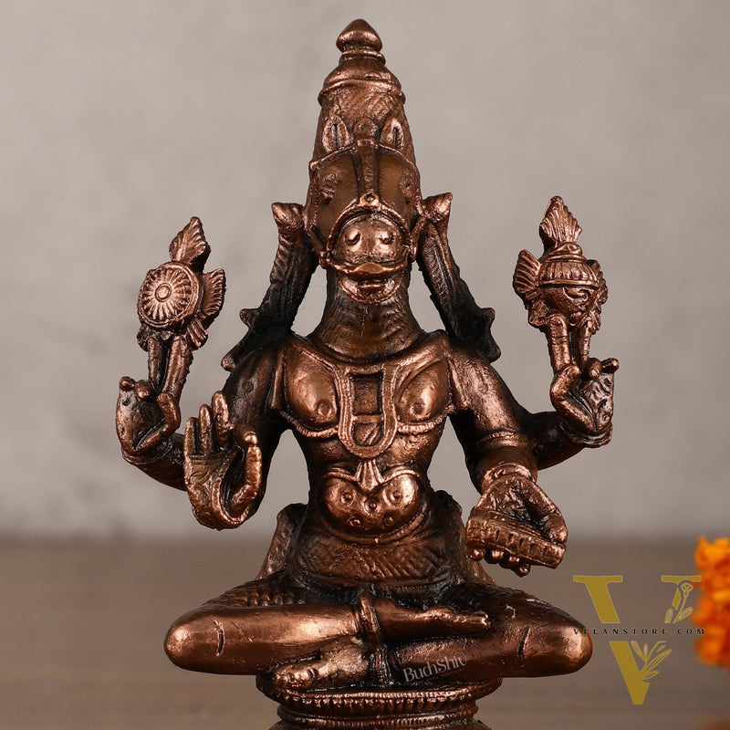 Pure Copper Hayagriva Idol - 5 Inches