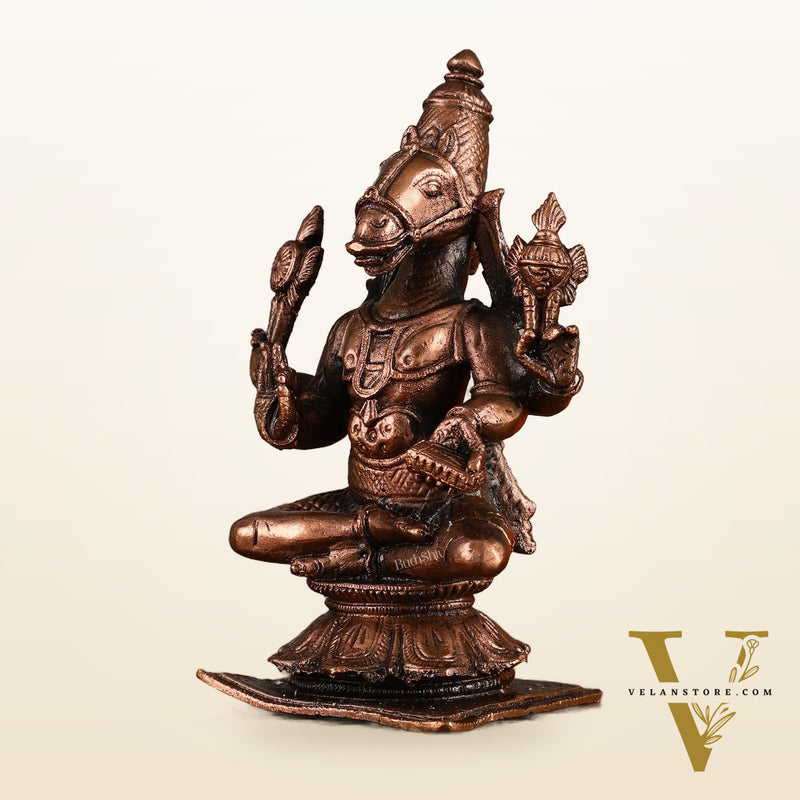 Pure Copper Hayagriva Idol - 5 Inches