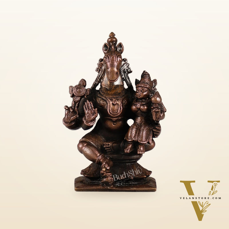 Pure Copper Hayagriva Lakshmi Idol - 3 inch | BudhShiv Brass Handicrafts