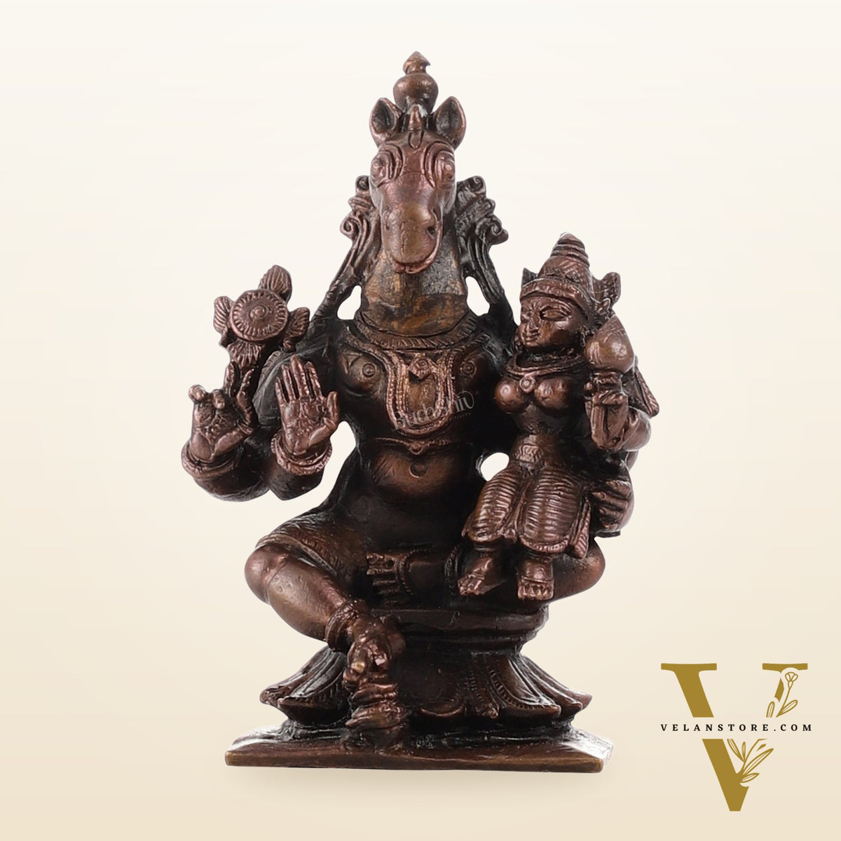 Pure Copper Hayagriva Lakshmi Idol - 3 inch | BudhShiv Brass Handicrafts