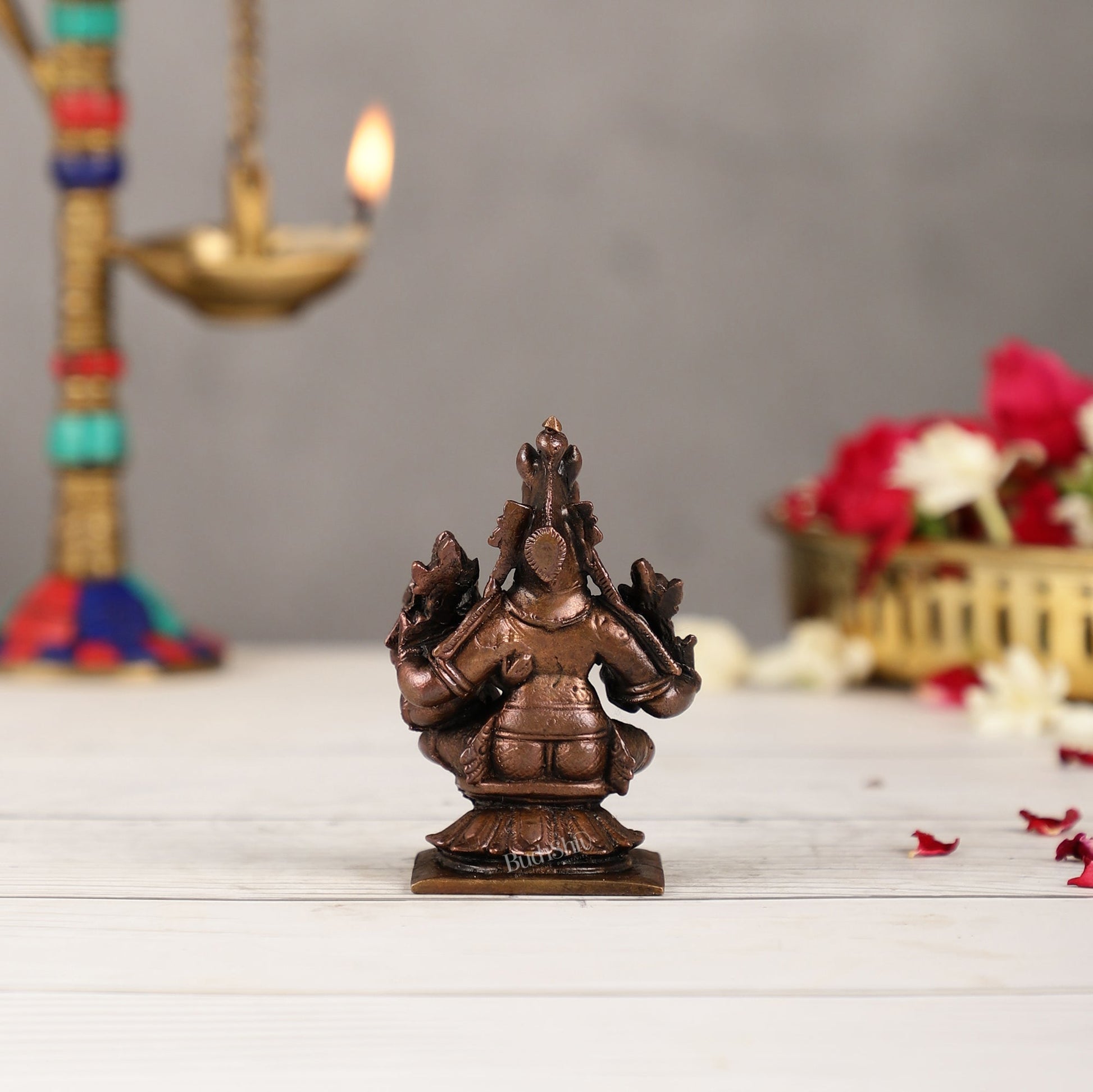 Pure Copper Hayagriva Lakshmi Idol - 3 inch | BudhShiv Brass Handicrafts