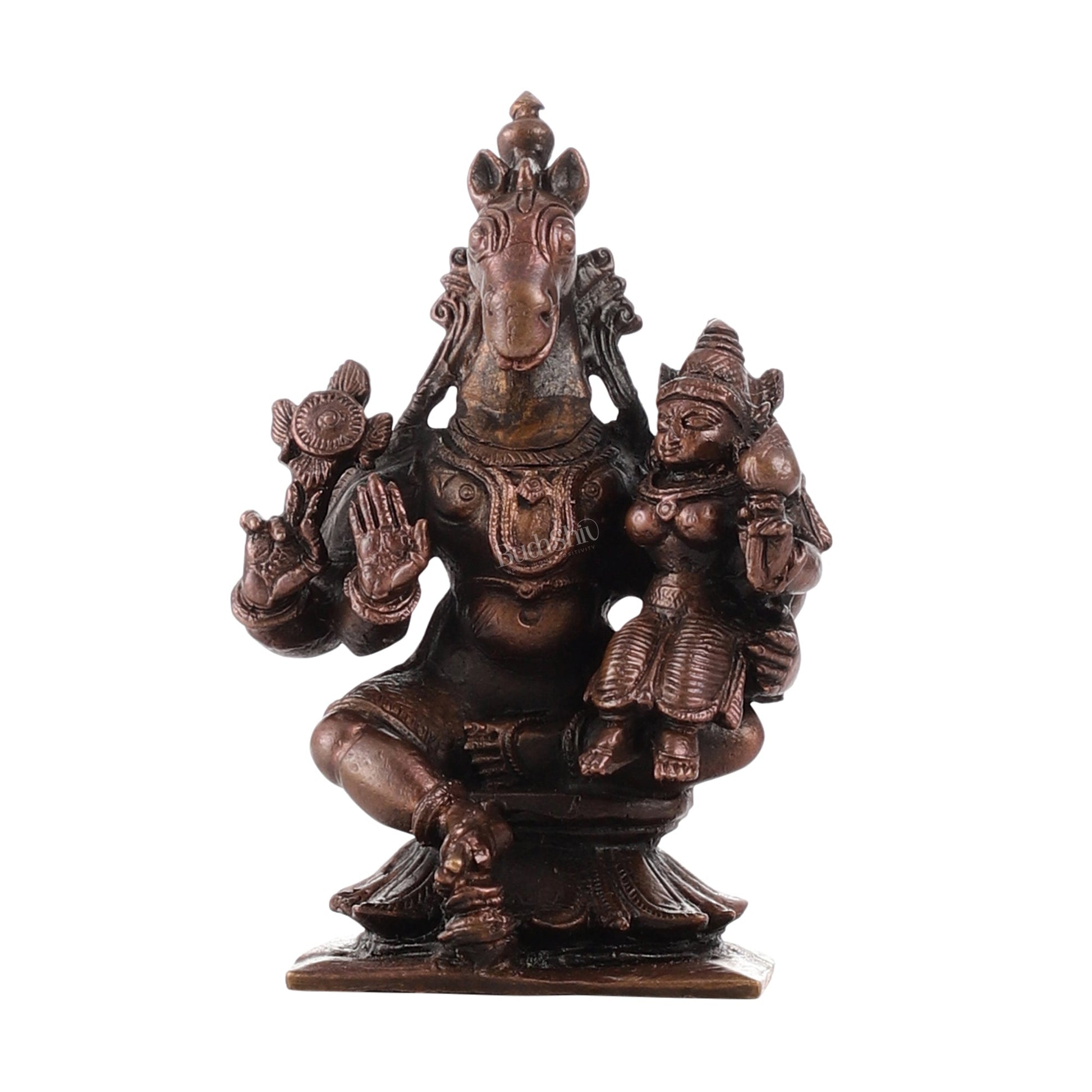 Pure Copper Hayagriva Lakshmi Idol - 3 inch | BudhShiv Brass Handicrafts