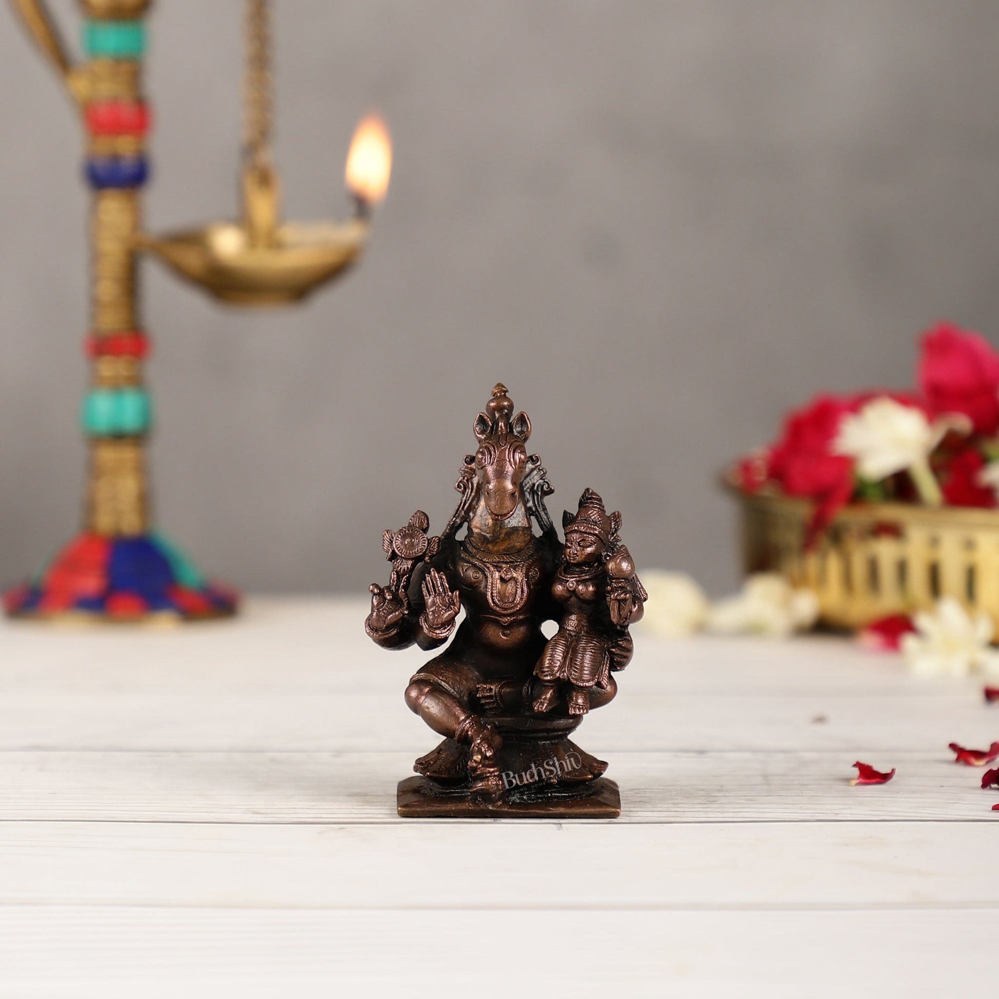 Pure Copper Hayagriva Lakshmi Idol - 3 inch | BudhShiv Brass Handicrafts