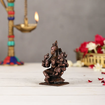 Pure Copper Hayagriva Lakshmi Idol - 3 inch | BudhShiv Brass Handicrafts