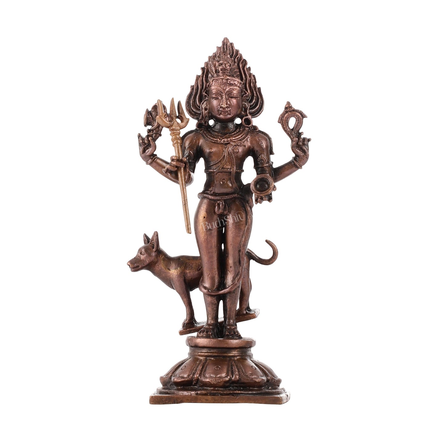 Pure Copper Kaal Bhairava Idol | Height 5.5 inch | BudhShiv Brass Handicrafts