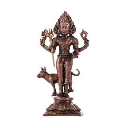 Pure Copper Kaal Bhairava Idol | Height 5.5 inch | BudhShiv Brass Handicrafts
