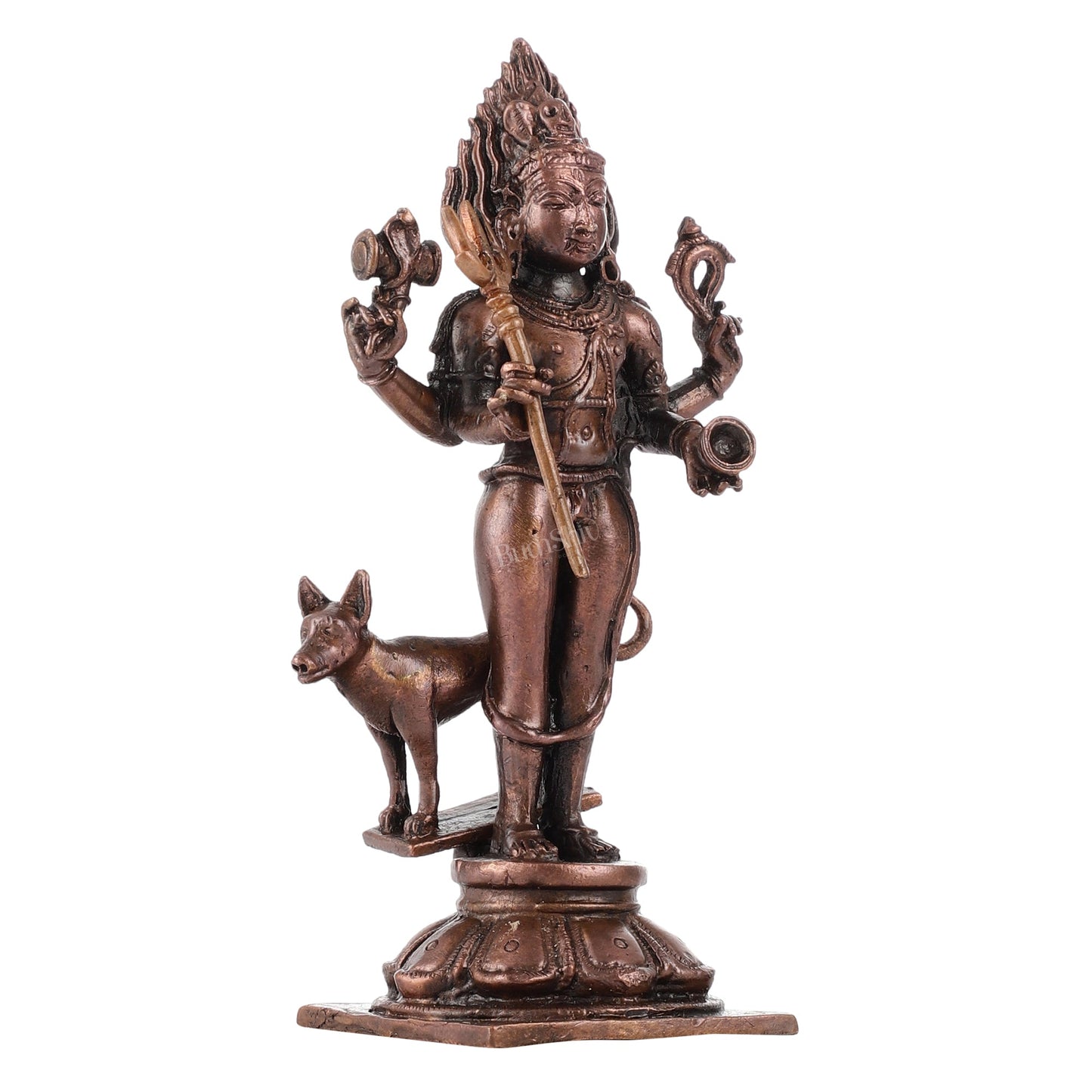 Pure Copper Kaal Bhairava Idol | Height 5.5 inch | BudhShiv Brass Handicrafts