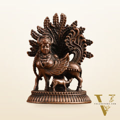 Pure Copper Kamdhenu Cow with Kalpavriksha Tree Idol - 2 Inch