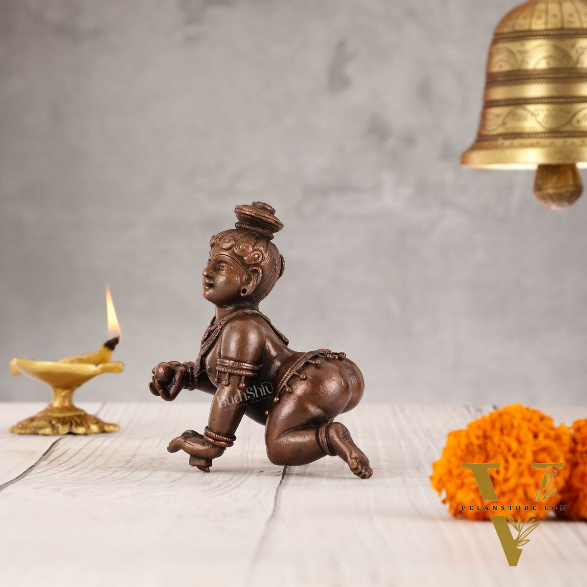 Pure copper Laddoo gopal/laddu gopal baby krishna idol