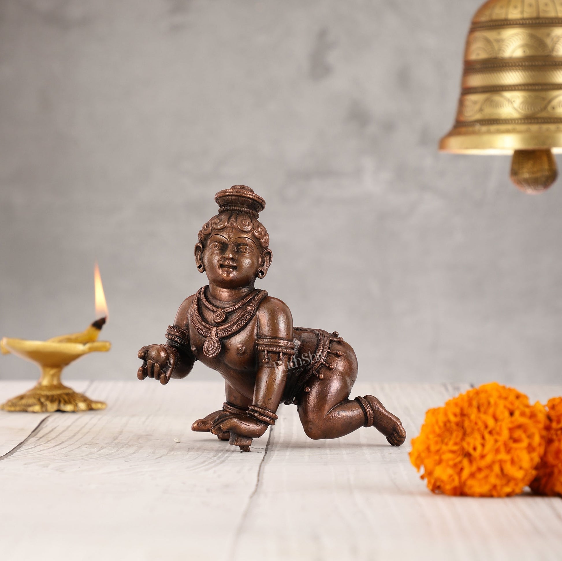 Pure copper Laddoo gopal/laddu gopal baby krishna idol
