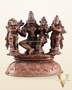 Pure Copper Lakshmi Narasimha Idol with Sheshanaag, Hanuman & Garuda – 6 Inch