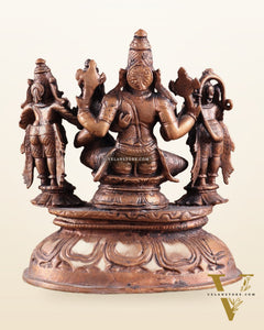 Pure Copper Lakshmi Narasimha Idol with Sheshanaag, Hanuman & Garuda – 6 Inch