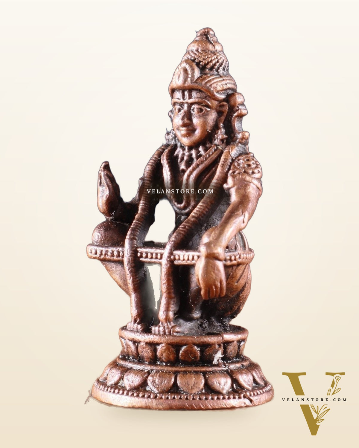 Pure Copper Lord Ayyappa Swamy Idol – 2 Inch,