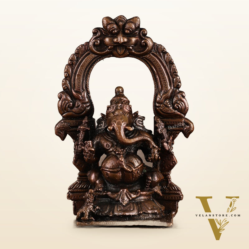 Pure Copper Lord Ganesha Idol - 4 Inches