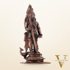 Pure Copper Lord Murugan Swamy Kartikeya Idol | Height 5 inch | BudhShiv Brass Handicrafts