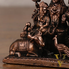 Pure Copper Lord Shiva Family Idol with Vahaanas - 2.5 Inches