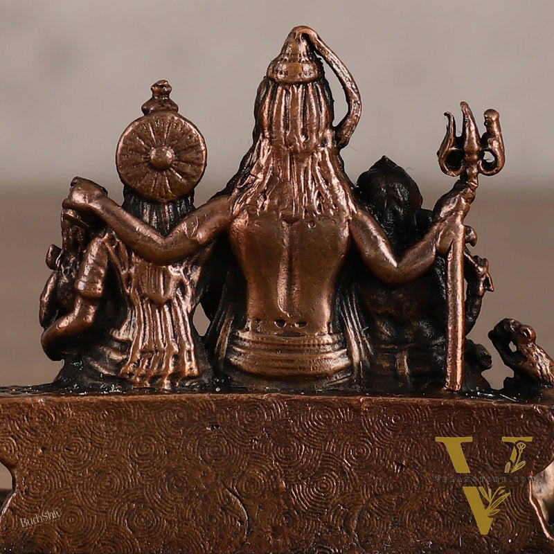 Pure Copper Lord Shiva Family Idol with Vahaanas - 2.5 Inches