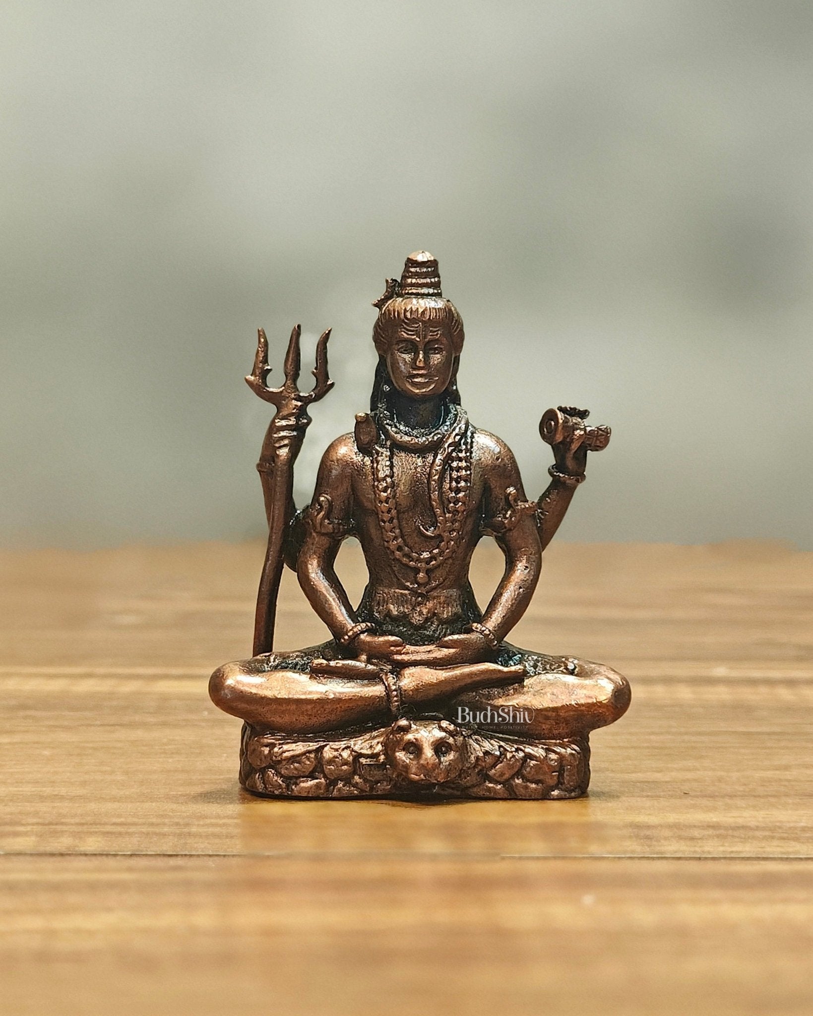 Pure Copper Lord Shiva in Meditation Idol 3 inch