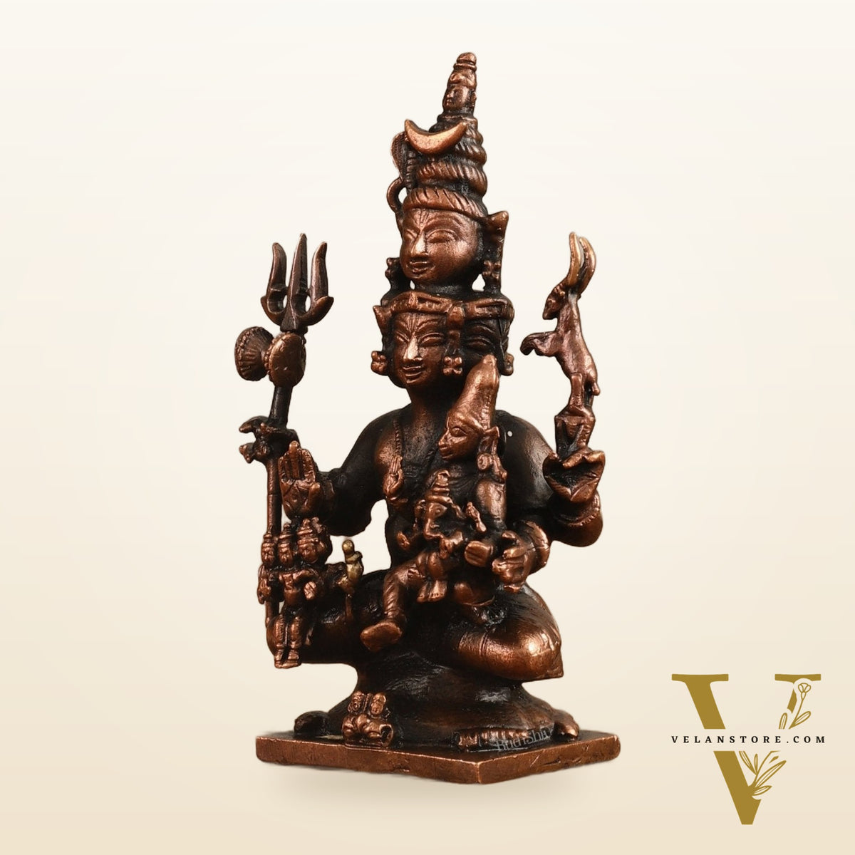 Pure Copper Lord Shiva Parivar Idol - 4.5 in Height