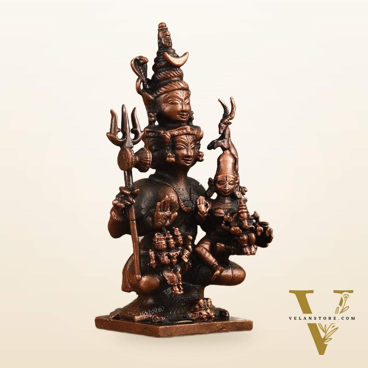 Pure Copper Lord Shiva Parivar Idol - 4.5 in Height