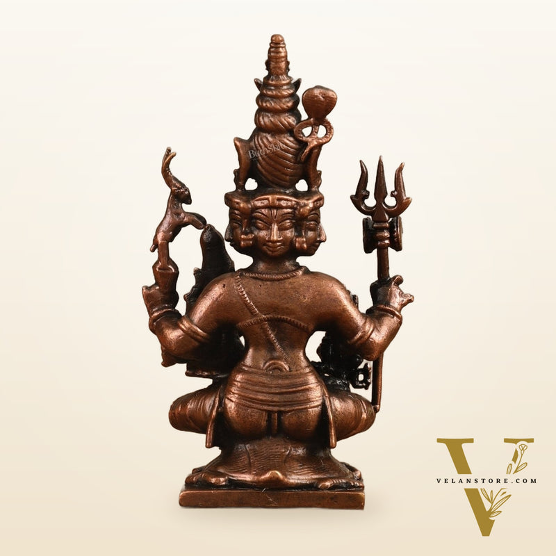Pure Copper Lord Shiva Parivar Idol - 4.5 in Height