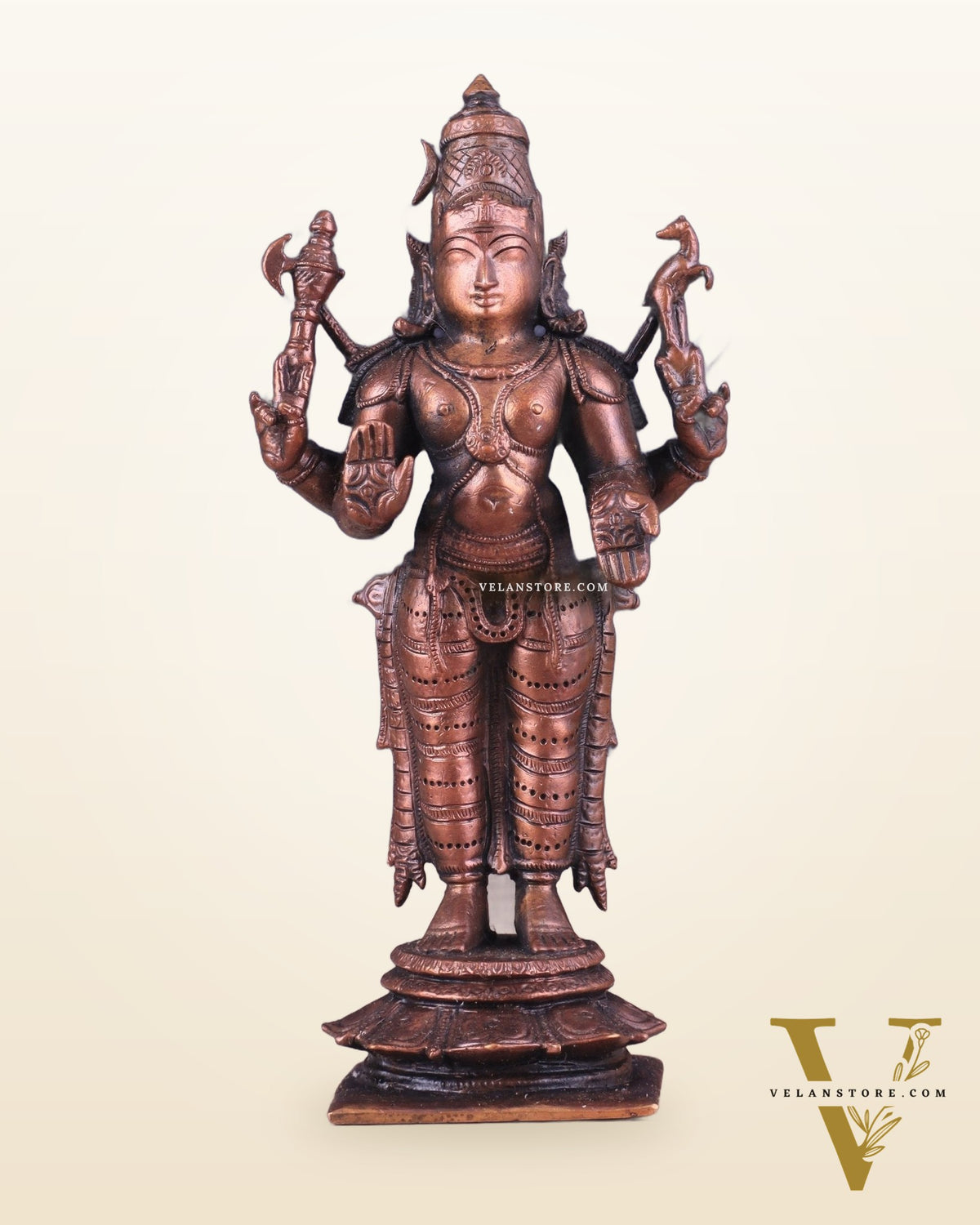 Pure Copper Lord Shiva Standing Idol | Compact Divine Blessing 6.5"