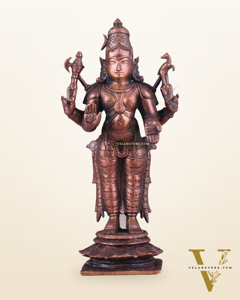 Pure Copper Lord Shiva Standing Idol | Compact Divine Blessing 6.5"