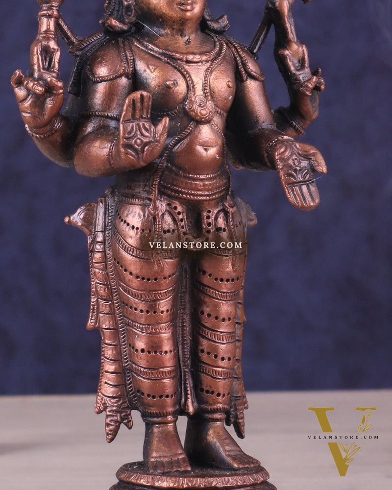 Pure Copper Lord Shiva Standing Idol | Compact Divine Blessing 6.5"