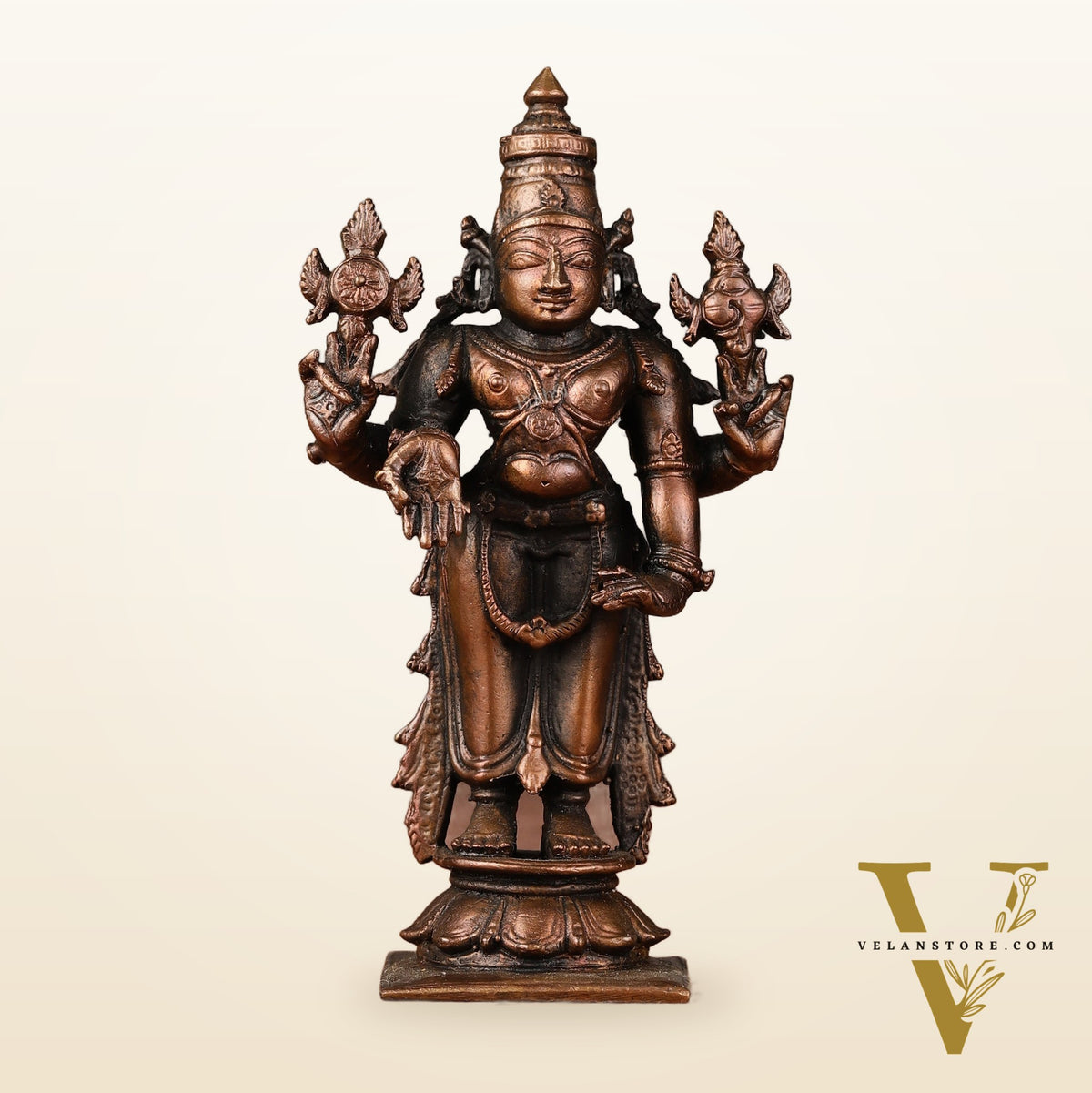 Pure Copper Lord Tirupati Balaji Idol lord 4 inch