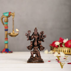 Pure Copper Lord Vishnu and Goddess Lakshmi Seated on Garuda Idol | 5 inch