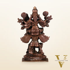 Pure Copper Lord Vishnu and Goddess Lakshmi Seated on Garuda Idol | 5 inch