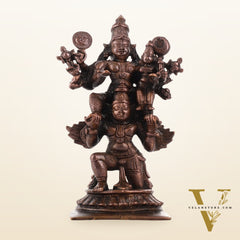 Pure Copper Lord Vishnu and Goddess Lakshmi Seated on Garuda Idol | 5 inch