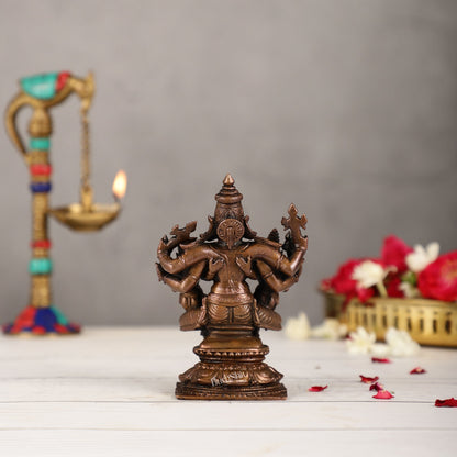 Pure Copper Lord Vishnu with Bhudevi and Sridevi Idol | Height 5 inch