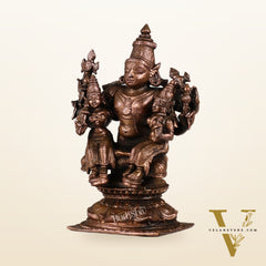Pure Copper Lord Vishnu with Bhudevi and Sridevi Idol | Height 5 inch