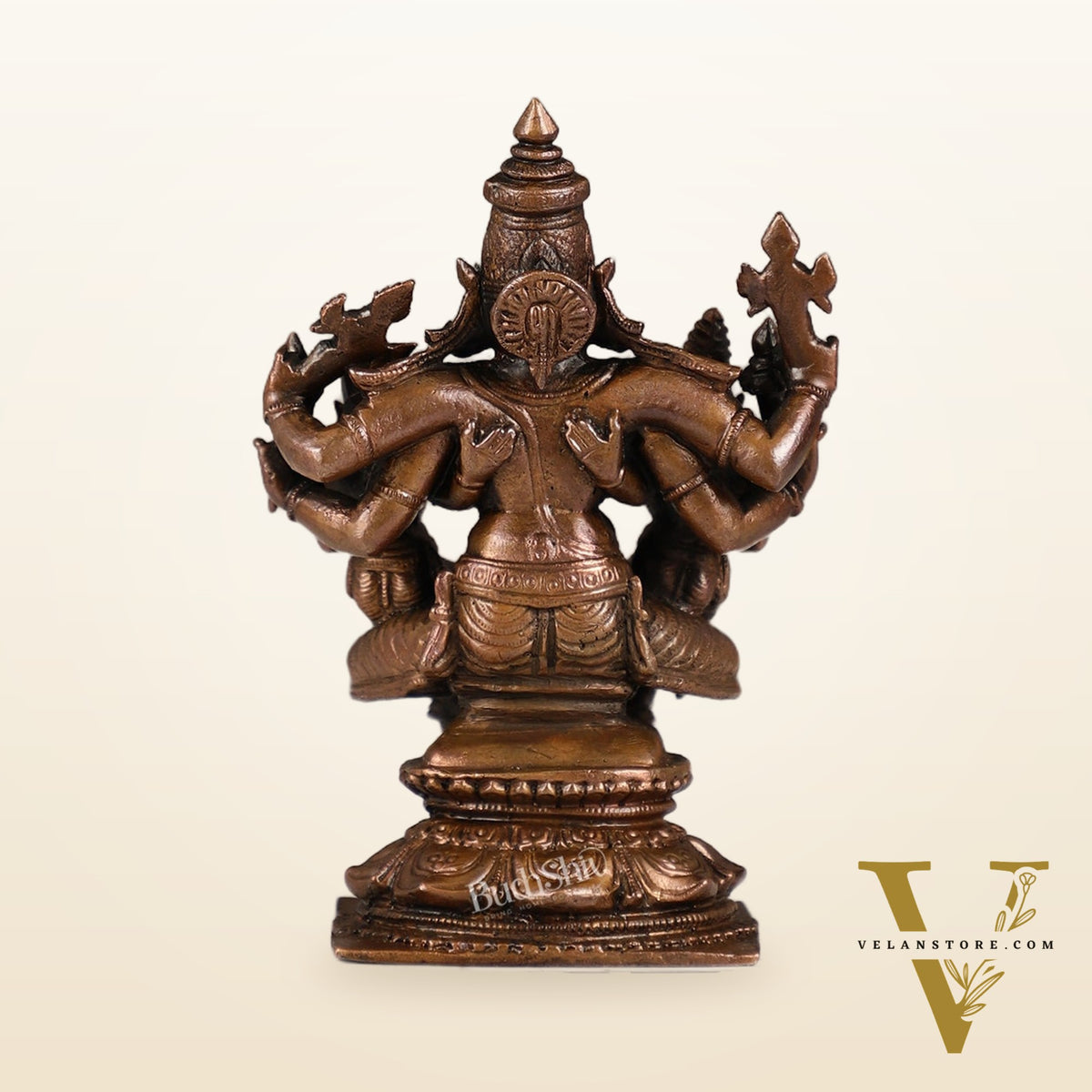 Pure Copper Lord Vishnu with Bhudevi and Sridevi Idol | Height 5 inch