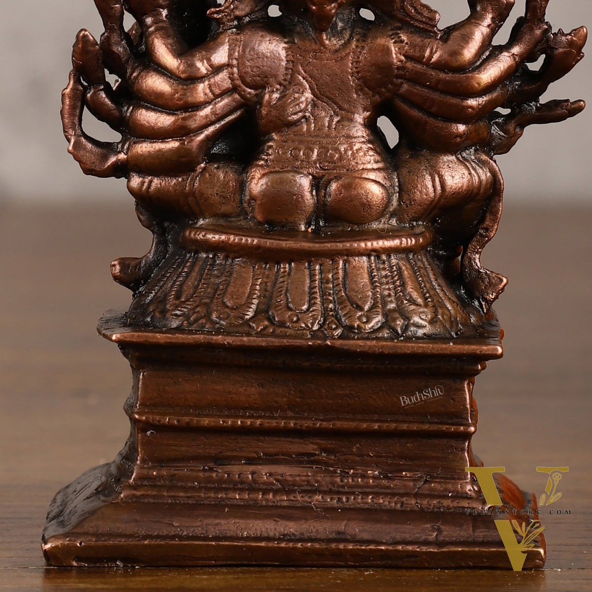 Pure copper Maha Ganapati Seated with Riddhi Idol - 3.5"