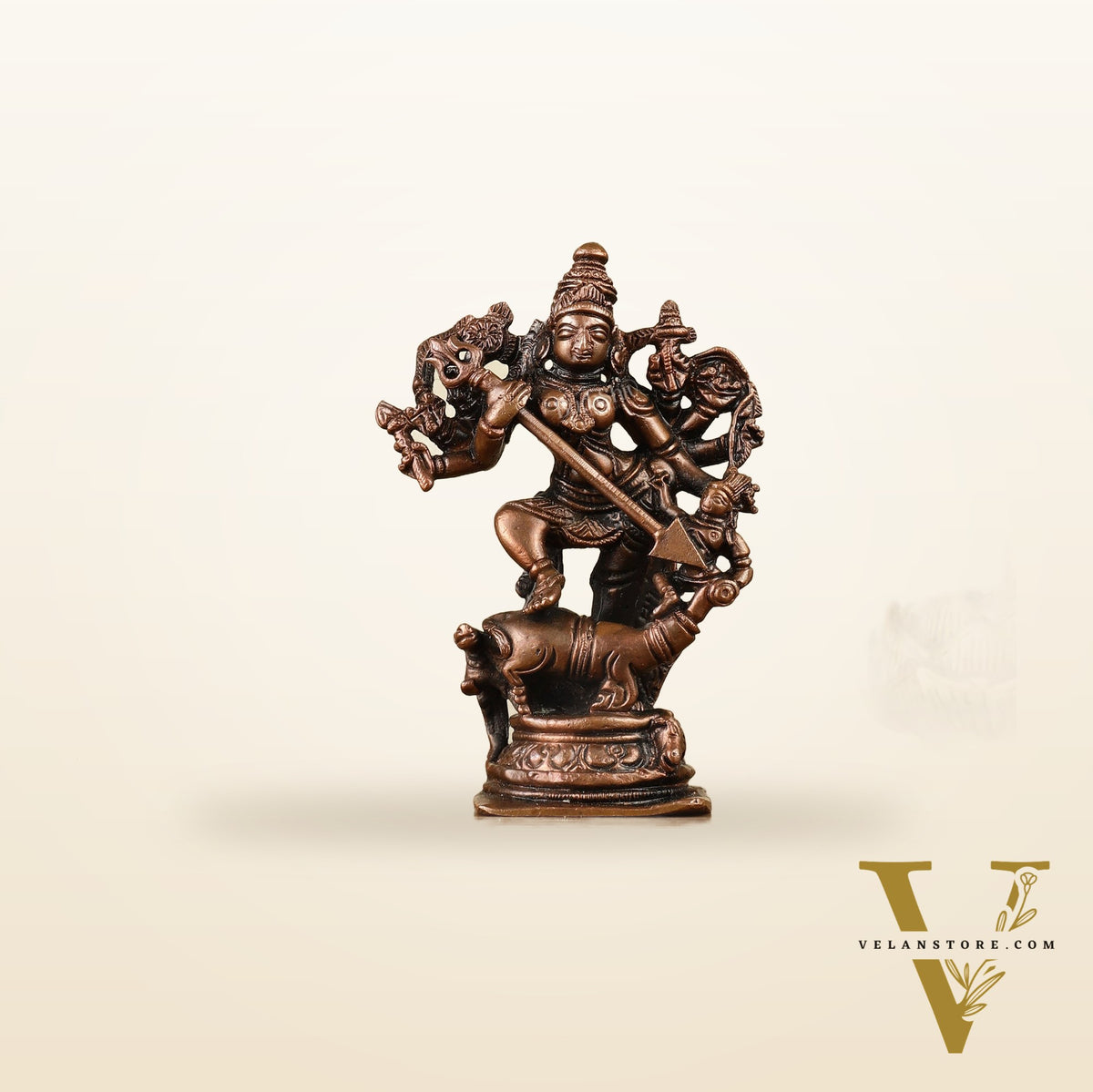 Pure Copper Mahisasur Mardini Durga Ma Idol - 5"
