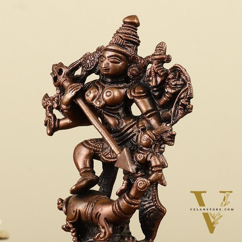 Pure Copper Mahisasur Mardini Durga Ma Idol - 5"