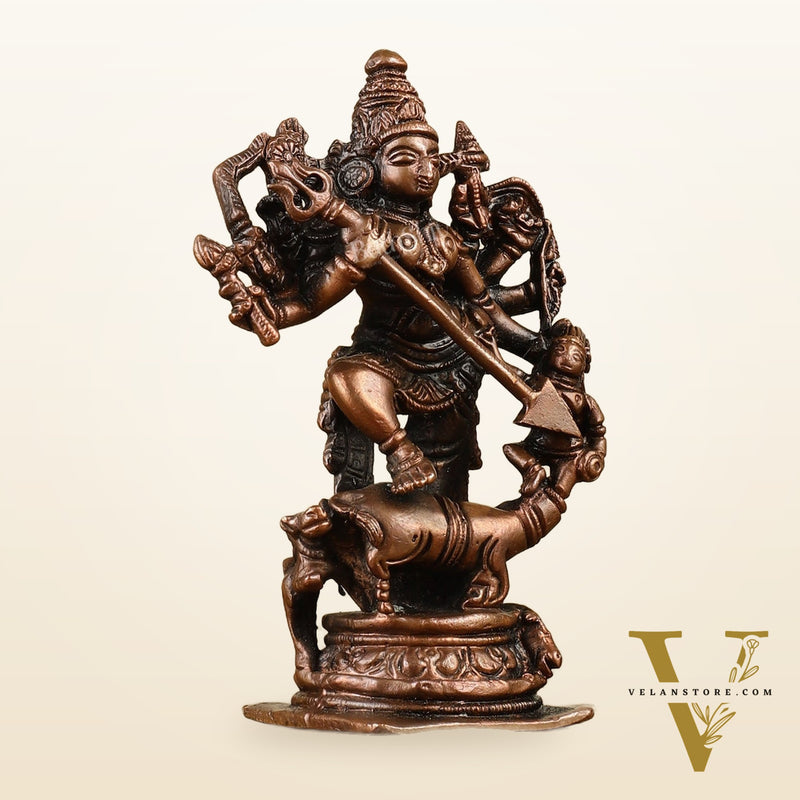 Pure Copper Mahisasur Mardini Durga Ma Idol - 5"